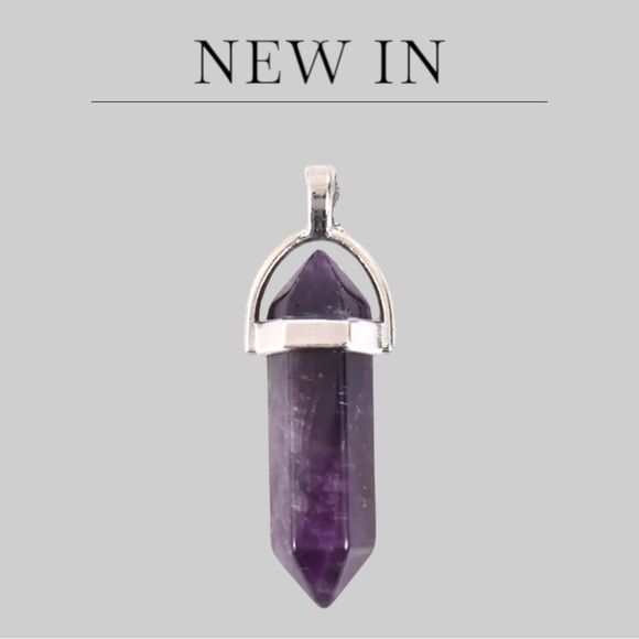 New Natural Amethyst Stone Purple Hexagonal Healing Reiki Point Pendant Necklace - Picture 2 of 4